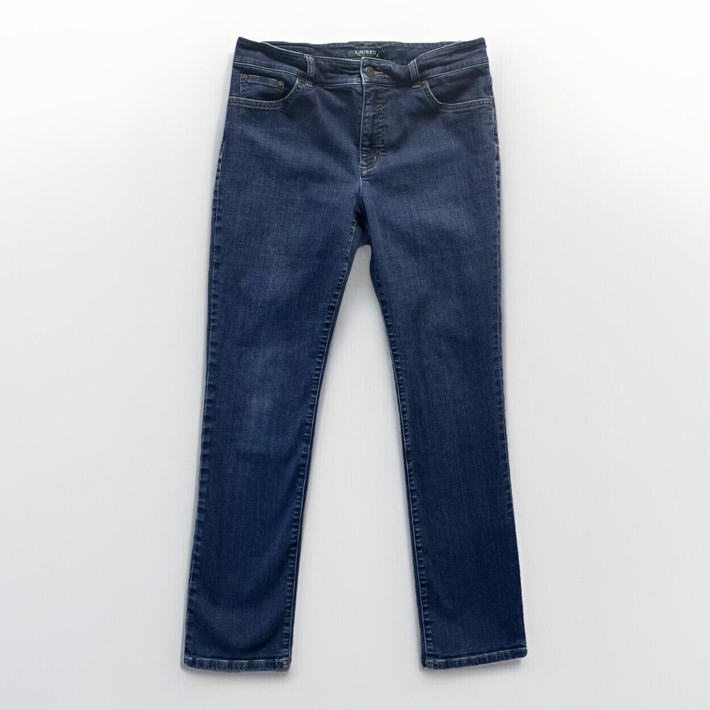 Lauren Ralph Lauren Jeans Women Sz 10 Blue Premier Straight Mid Rise Stretch